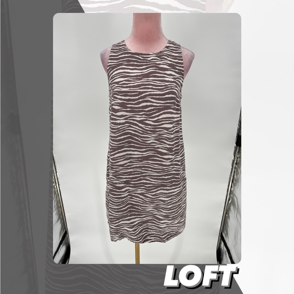 EUC Loft Zebra Print Shift Dress